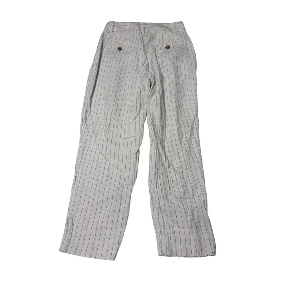 Banana Republic‎ Linen Herringbone Pinstripe Pleated Trousers Womens 2 W27 L24
